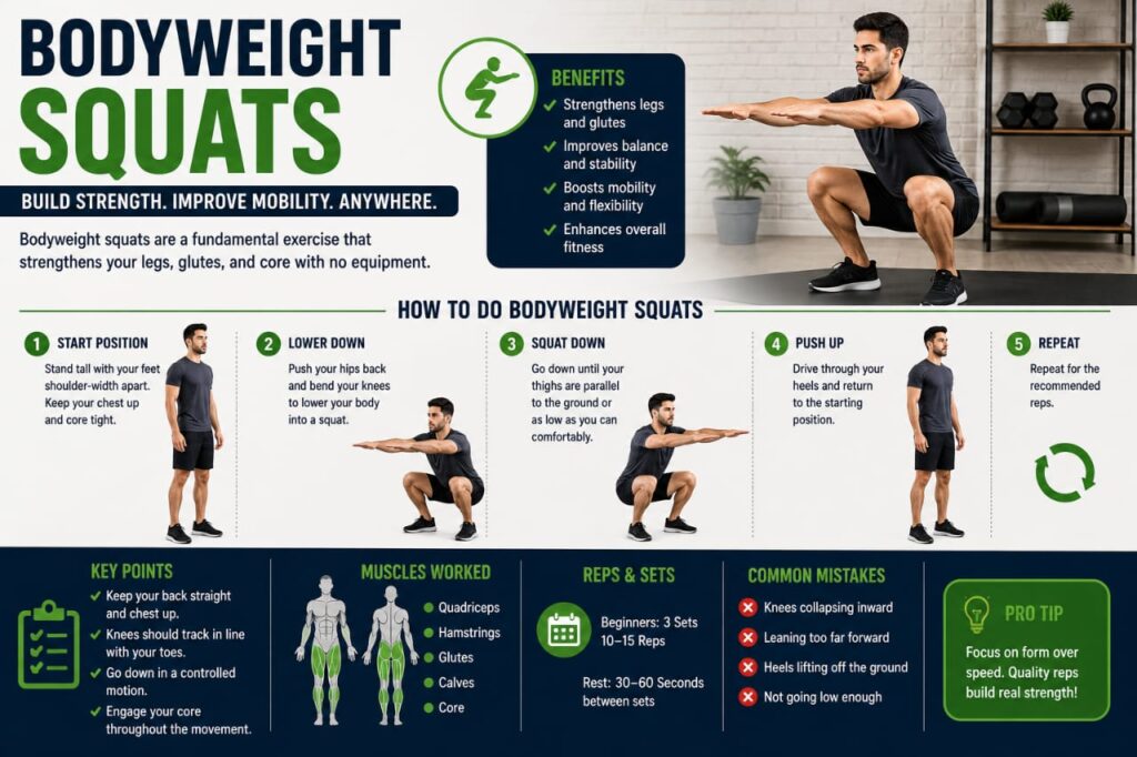 body weight squats for begnner