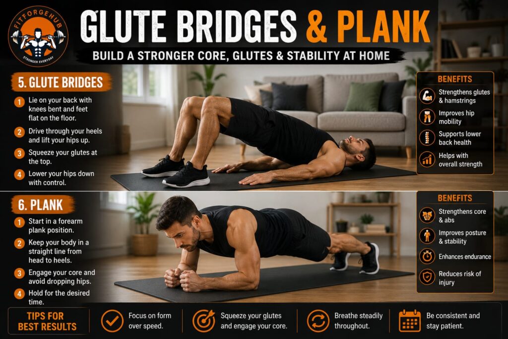 glute bridges and plank home workout glute bridges and plank home workout