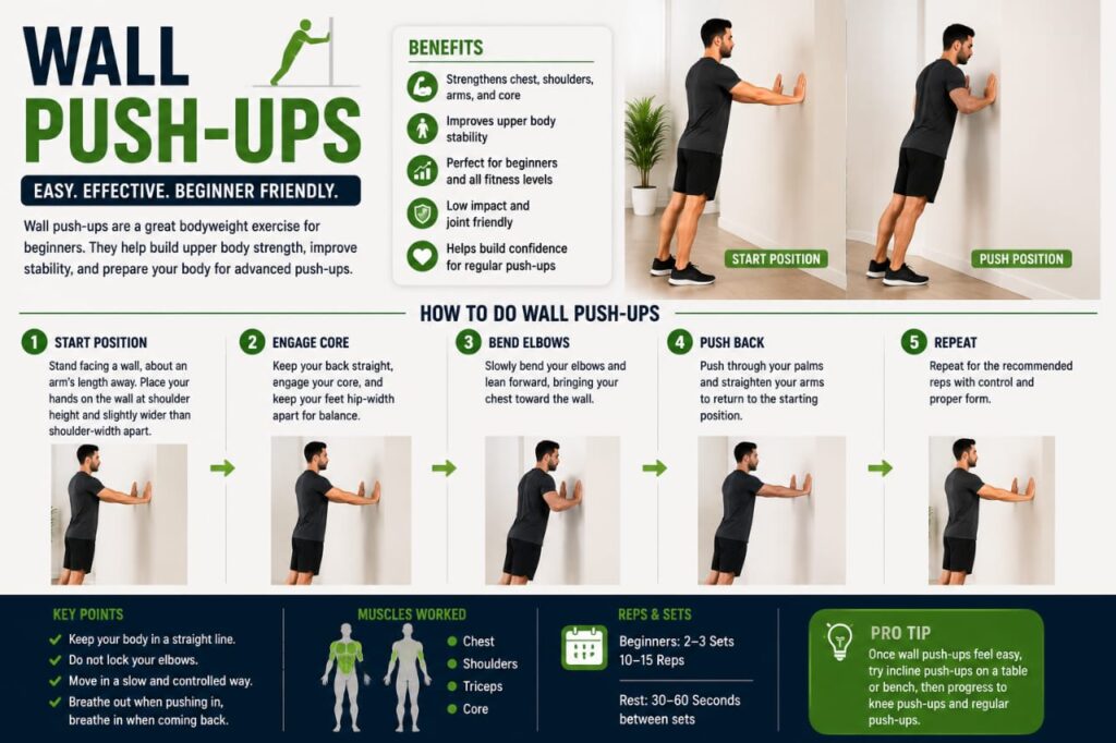 wall pushups for begginer