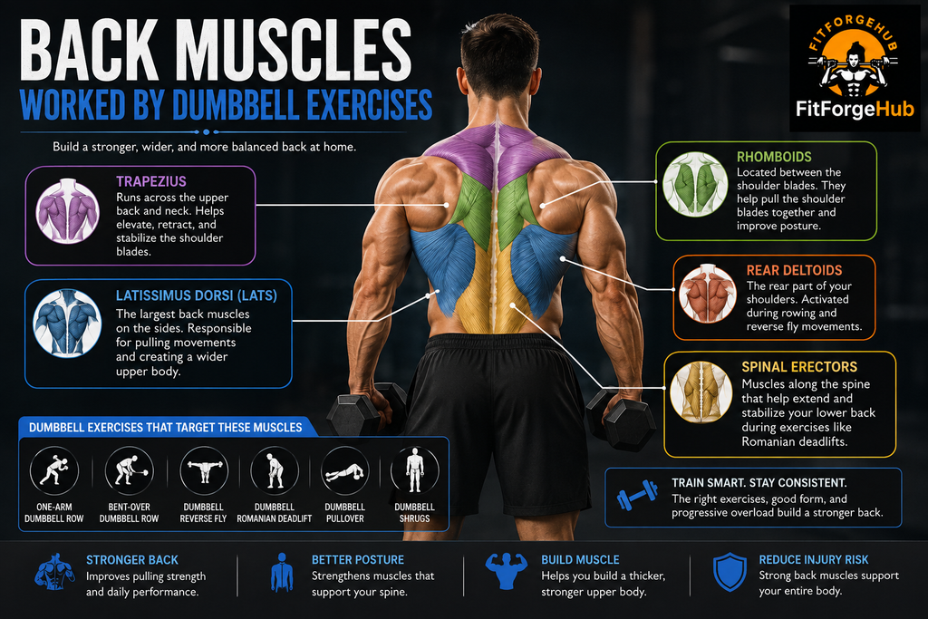 Back muscles worked by dumbbell exercises