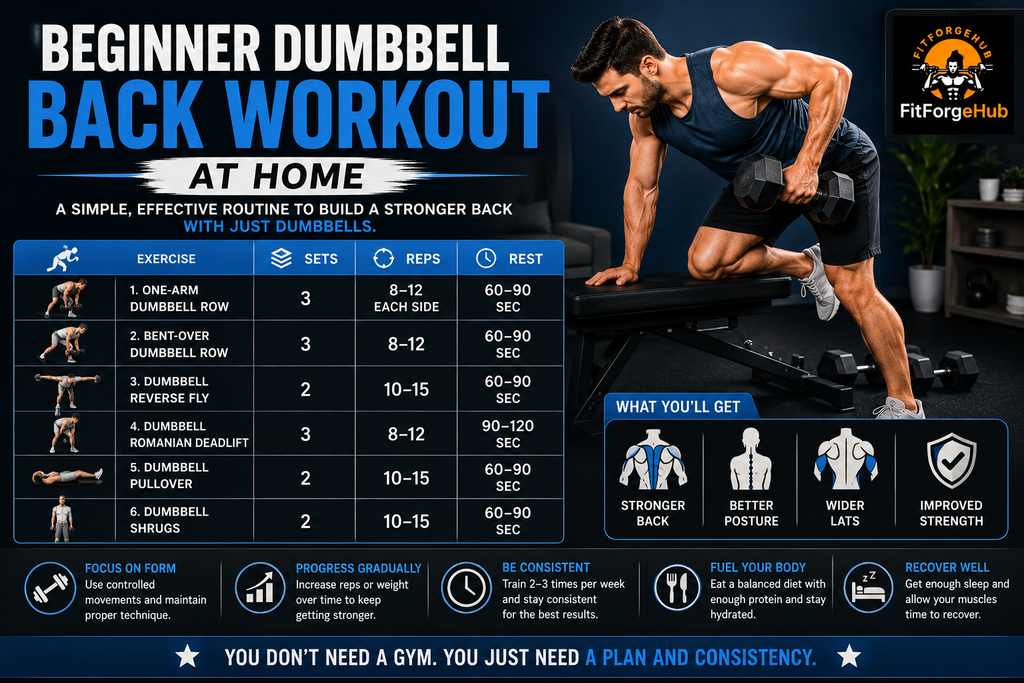 Beginner dumbbell back workout at home