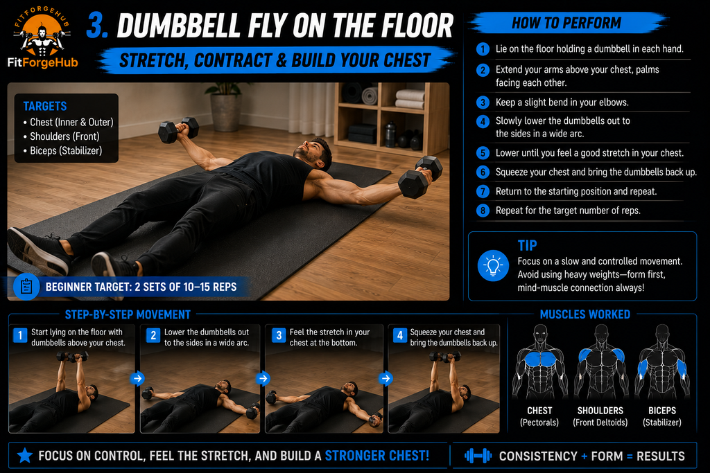 dumbbell floor fly chest exercise