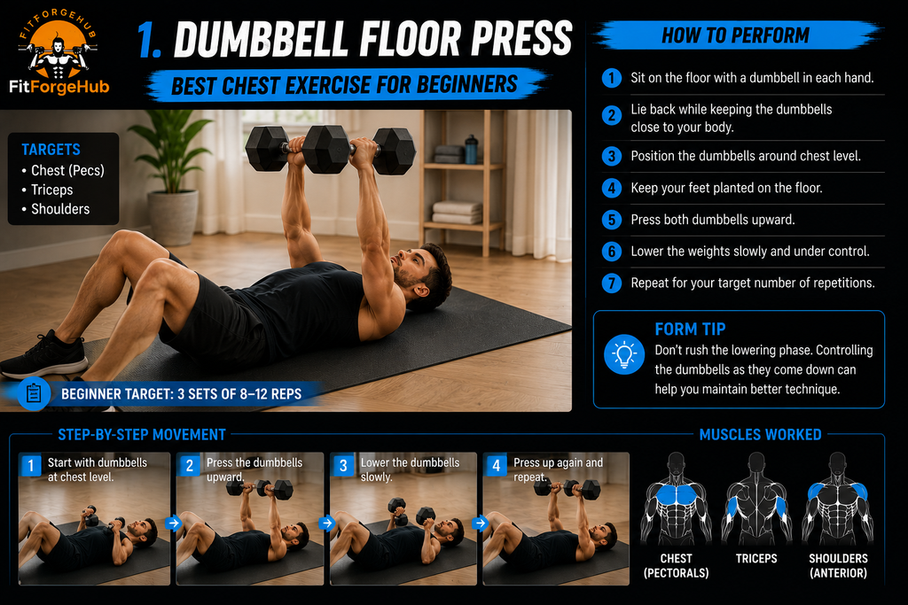 dumbbell floor press for beginners at home