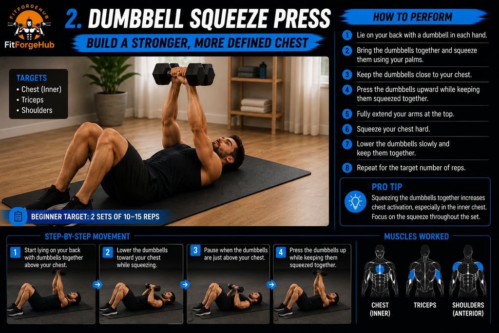 Dumbbell squeeze press for beginners