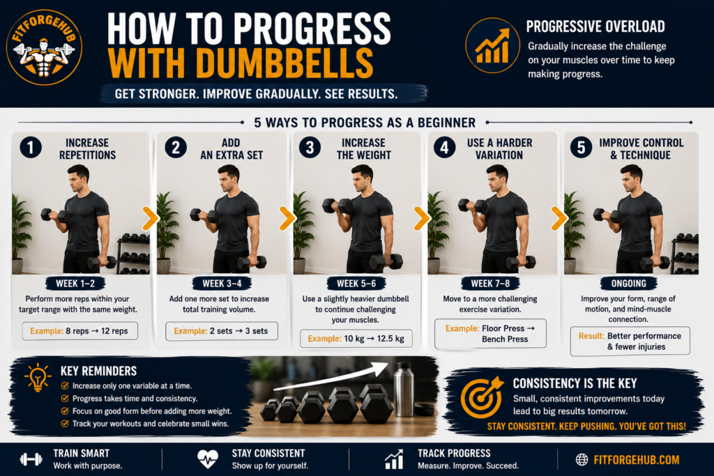 how to progress with dumbbells for beginners