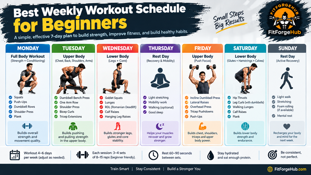 Best Weekly Workout Schedule for Beginners Beginner weekly workout schedule