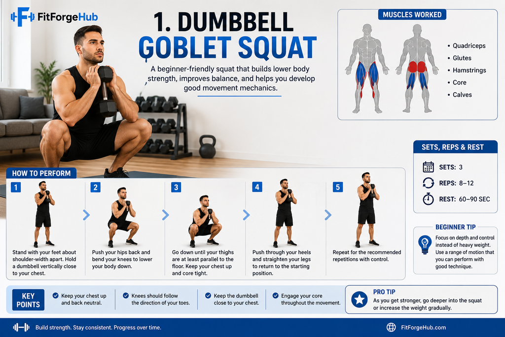 Dumbbell goblet squat for skinny beginners