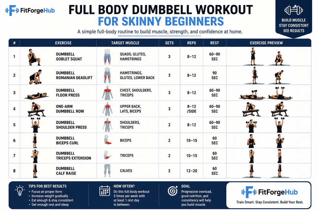 Full body dumbbell workout for skinny beginners