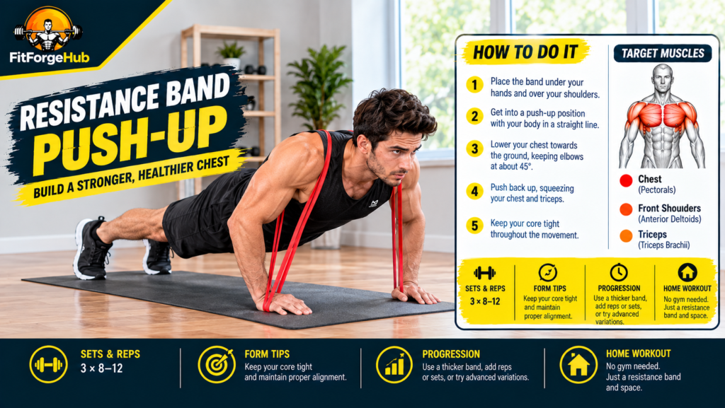 Resistance Band Push-Up resistance band push up for chest