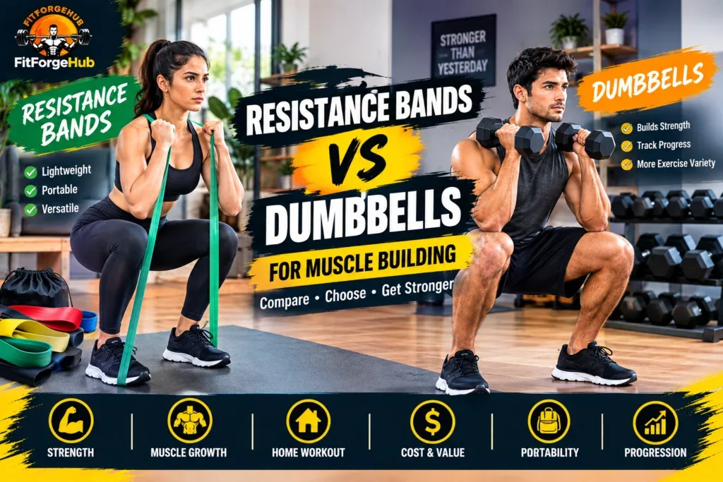Resistance Bands vs Dumbbells for Muscle Building: 9 Essential Differences