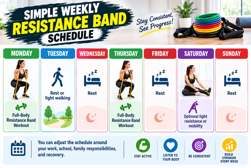 Simple Weekly Resistance Band Workout Schedule simple weekly resistance band workout schedule for beginners